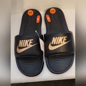 Nike Victori One Slides Sandals Slippers Women's Size 11 Black Rose Gold